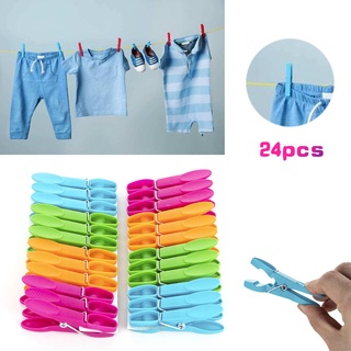 24pcs colorido hogar Clothespin calcetines ropa interior de plástico a prueba de viento fija Clip de ropa