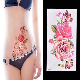 [fulseep] nuevo falso tatuaje temporal pegatina rosa rosa flor brazo cuerpo impermeable mujeres arte, dsgc