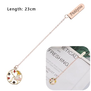MARYELLEN 23cm Pendant Bookmark School Supply Pagination Mark Metal Bookmark Alloy Chain Office Marker of Page Student Gifts Book Clips Book Tag Peach Heart (9)