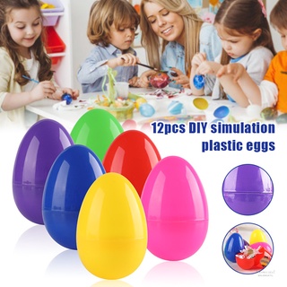 12pcs Colorful Easter Eggs Children's Handmade Diy Plastic Egg Shell (1)