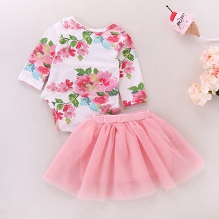 Cind 2Pcs conjunto de ropa bebé niña verano trajes 1er cumpleaños mameluco Top sin mangas Floral tutú falda (1)