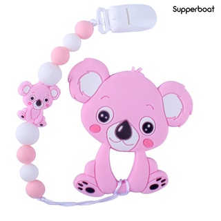 Supp bebé de grado alimenticio de silicona de dibujos animados Koala mordedor chupete Clip cadena de dentición juguete (7)