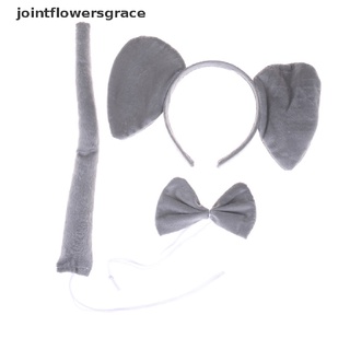jgcl 3pce/set creativo elefante animal zoo diadema orejas arco cola vestido de lujo para niños regalo cosméticos gracia