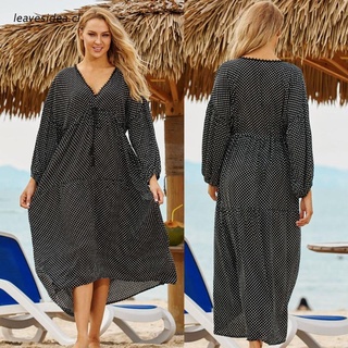 lea mujer turco kaftans traje de baño cubrir lunares impresión v-cuello playa vestido largo