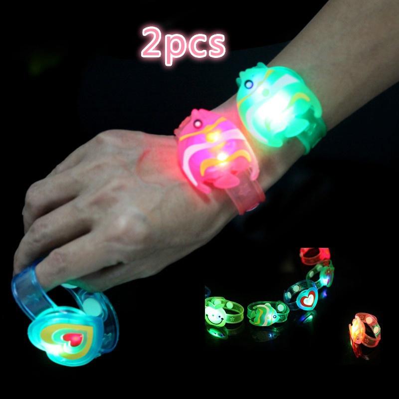 2 pzas pulseras Led de silicona brillante para niños/juguetes luminosos
