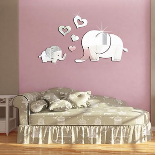 Habitación infantil amor pequeño elefante acrílico espejo desmontable decorativo pegatinas de pared