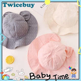 twicebuy.cl verano viaje al aire libre niños bebé niña ala ancha sombrero de sol bowknot cubo gorra (1)