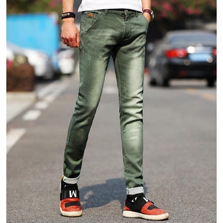 nueva moda de los hombres jeans de color claro elástico jeans casual recto slim fit multicolor skinny jeans hombres algodón pantalones de mezclilla
