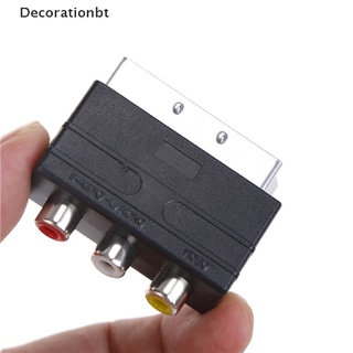 (Decorationbt) Silver SCART To 3 RCA Composite Phono Adaptor Converter + In / Out Switch On Sale