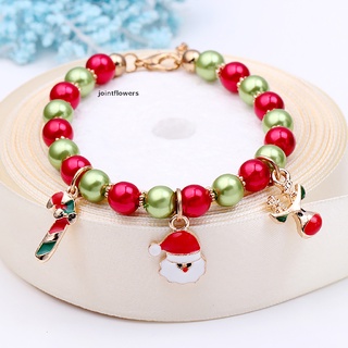 Jtmy pulsera trenzada de navidad, pulsera delgada con elementos navideños cadena colorida JTT