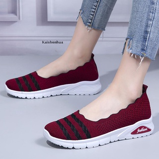 [Kai] mujer pisos de moda malla deslizamiento en mocasines confort caminar enfermera zapatos