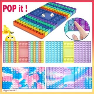 ⚡24H gran tamaño Push Pop It juego Fidget juguete de silicona arco iris tablero de ajedrez burbuja Popper Figet juguetes sensoriales alivio del estrés (1)