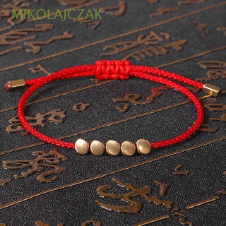 MIKOLAJCZAK Handmade Bangles Simple Wrist Jewelry Bracelet Women Wax Thread Gifts For Lovers Rope Men Adjustable Copper Beads/Multicolor