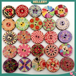 [HELLERY] 100 botones de costura de madera en forma redonda pintadas de 2 agujeros para manualidades