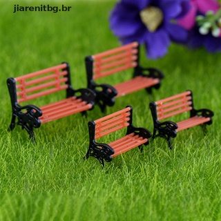 Jia 2 piezas Mini adorno de jardín miniatura banco de asiento de parque Micro decoración del paisaje.