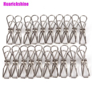 [Huarickshine] 20 clavijas de Metal para ropa de acero inoxidable, línea de lavado, colgador de papel, fotos, Clip