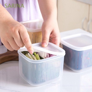 sarina cesta de lavado transparente con filtro cesta de drenaje fresco caja de mantenimiento compartimentada con tapa caja de almacenamiento de plástico caja sellada utensilios de cocina contenedor de alimentos/multicolor