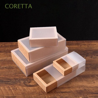 CORETTA Transparent Packing Box PVC Window Party Supplies Kraft Paper Box Cookie 5pcs Wedding Drawer Display Cake Candy Gift Boxes/Multicolor