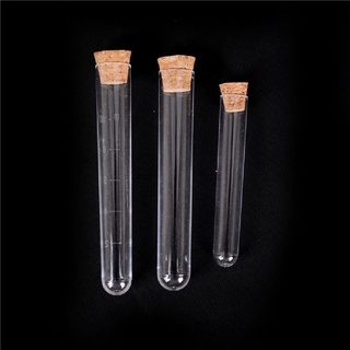 [lantuguang] 10 piezas de plástico transparente tubo de prueba con corcho laboratorio ciencia boda favor tubos [cl]
