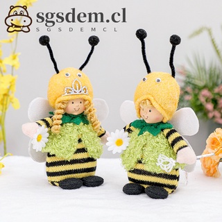 lindo día de abeja muñecas con rayas de abeja pareja muñeca de felpa primavera vacaciones decoración del hogar gnomo hecho a mano 22 cm