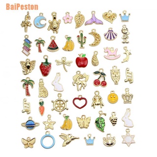 CHARMS Baipeston (~) 50 unids/Set mezcla de perlas de esmalte colgantes colgantes manualidades manualidades hallazgos de joyería