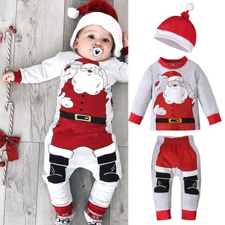 Niños navidad Cosplay ropa niños y niñas Santa Claus de manga larga Top + pantalones + sombrero traje