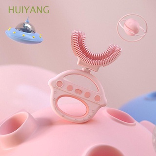 Huiyang Manual de 2-12 años de edad bebé niños cerdas suaves en forma de U cepillo de dientes de bebé niños cepillo de dientes de silicona/Multicolor