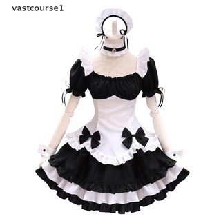 VVE Black White Chocolate Maid Dress French Bowknot Skirt Girls Woman Amine Cosplay .