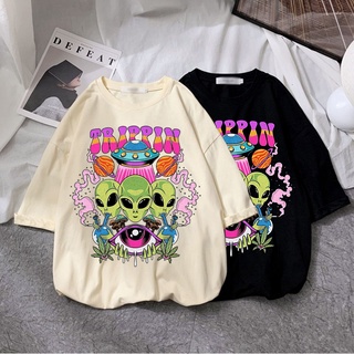Harajuku Gótico Mujer T-shirt Impresión Alien Manga Corta Tops Y Camisetas Verano Moda Casual Ropa