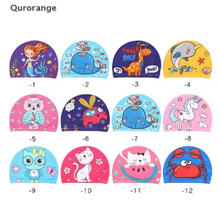 [qururange] Gorro De natación protector De orejas para niños con lindos dibujos animados