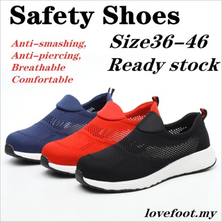 Hombres mujeres moda zapatos de seguridad cómodo transpirable antideslizante antideslizante antideslizante resistente Slip-Ons zapatos deportivos