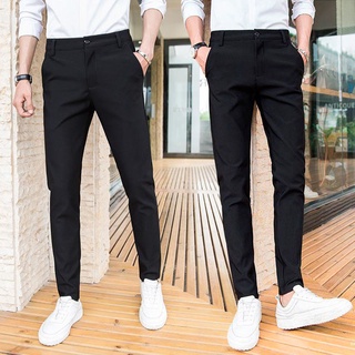 Pantalones de los hombres pantalones slim fit moda hombres pantalones casuales pantalones de nueve puntos pantalones trouse 10.21 (1)