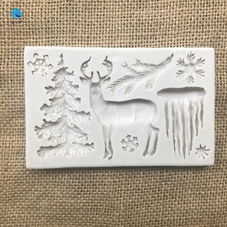 molde de silicona 3d de ciervo navideño decoración de tartas sugarcraft chocolate diy mat molde