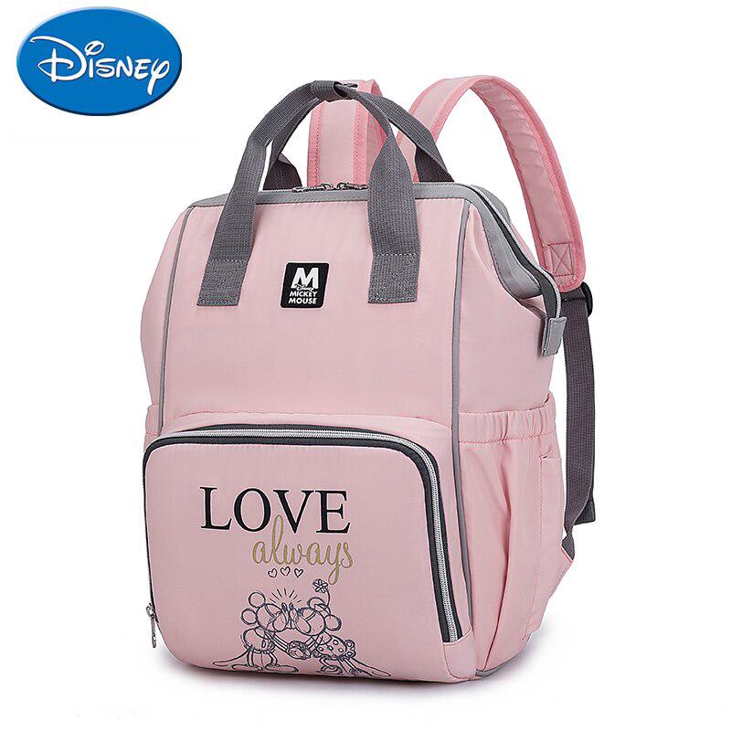 disney pink momia maternidad pañal mochila de gran capacidad biberón almacenamiento impermeable bolsa de viaje para cuidado del bebé