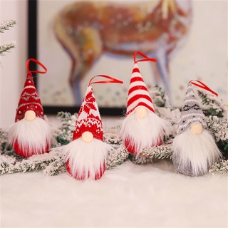 Decoraciones de navidad de punto de lana bosque hombre muñeca pequeño colgante sin cara muñeca árbol de navidad decoración colgante