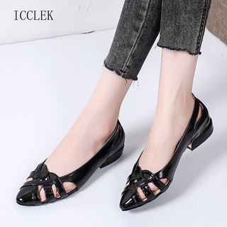 icclek zapatos de verano de las mujeres pisos deslizamiento en zapatos planos corte zapatos de las señoras puntiagudo del dedo del pie bajo tacones mocasines zapatos para las mujeres sandalias