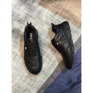 [Mall] Instock Prada Zapatos De Los Hombres Nuevos Cuero De Corte Bajo Blanco Moda Zapatillas De Deporte casual