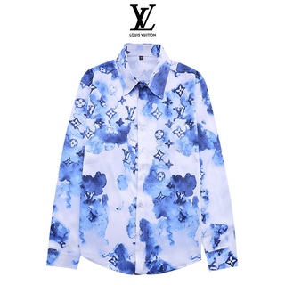 LV Louis Vuitton Camisas De Alta Calidad Tops Unisex Hombres Moda Impreso Seda Manga Larga casual