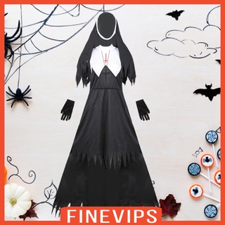 [FINEVIPS] Conjunto de Cosplay de fiesta de Halloween para mujer, Medieval, monja, disfraz de fiesta (2)
