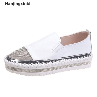 [nanjingxinbi] mocasines de cristal brillante mujeres primavera verano deslizamiento en plataforma zapatillas blancas zapatos mujer casual pisos [caliente] (4)