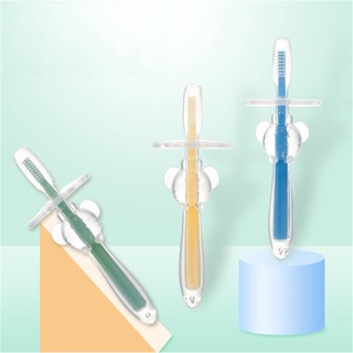 circle - cepillo de dientes de silicona para bebé, diseño de oso transparente