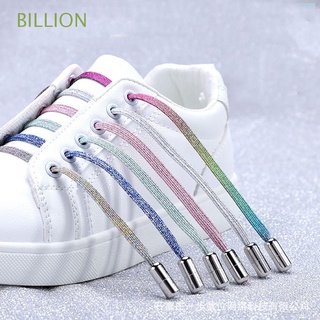 BILLION 1Pair No Tie Shoelaces Elastic Shiny Shoes Strings Woven Shoelaces Colorful Sport Shoes Canvas Shoe Flat Shoes Adult Kids Shoe Accessories