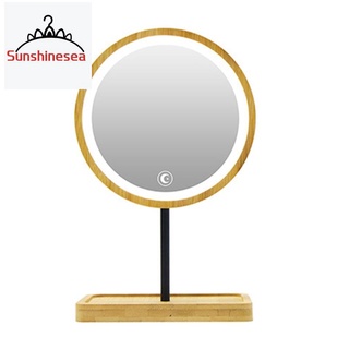 espejo de maquillaje led de madera/carga usb/ajustable/luz difundida brillante/espejos de belleza para pantalla de prensa