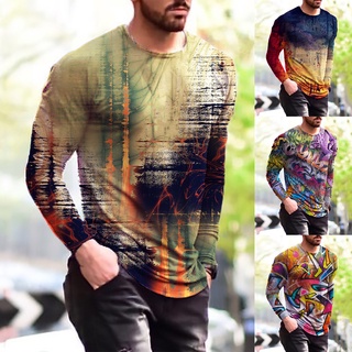 predowhen hombres camisa más el tamaño artístico pintura 3d impresión slim masculino top para otoño