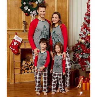 Xzq7-juego de pijamas de la familia de navidad, impresión de letras de manga larga O-cuello T-shirt+pantalones de impresión de la lámpara