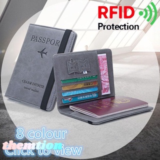 THEMTION Portable Passport Bag Ultra-thin Travel Cover Case Passport Holder Credit Card Holder Leather Document Package Multi-function RFID Wallet/Multicolor