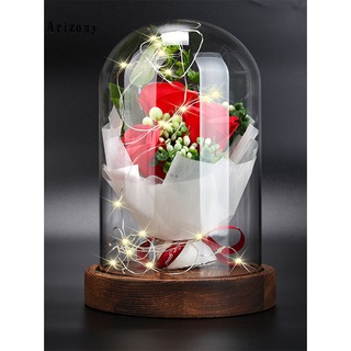 Ay pantalla de cristal de cristal simulación de jabón de rosas flor luz de noche de larga duración para el hogar (6)