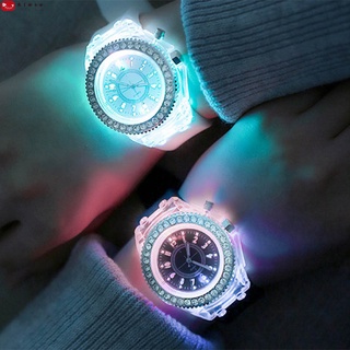reloj de pulsera de cuarzo led luminoso transparente de goma con correa de silicona casual relojes