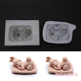 (YenGoodNeng) Moldes de silicona en forma de bebé para dormir pastel Fondant molde de Chocolate