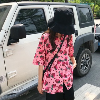 bluegypsophila moda mujer manga corta fresa impresión camisa de un solo pecho camiseta top (1)